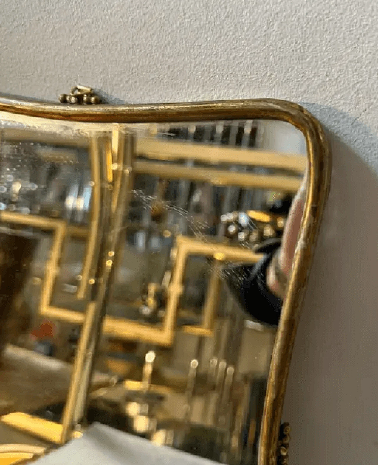 Pair of small brass wall mirrors in the style of Gio Ponti, 1950s 4