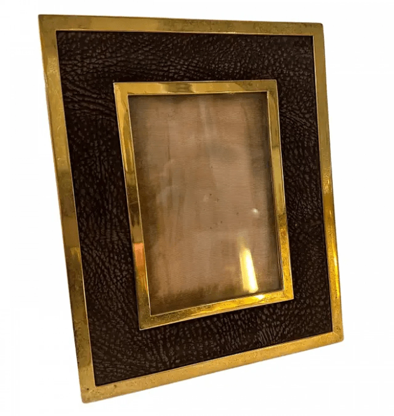 Brass and leather frame, 1970s 1