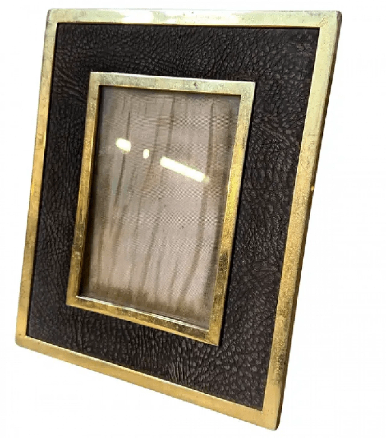 Brass and leather frame, 1970s 2