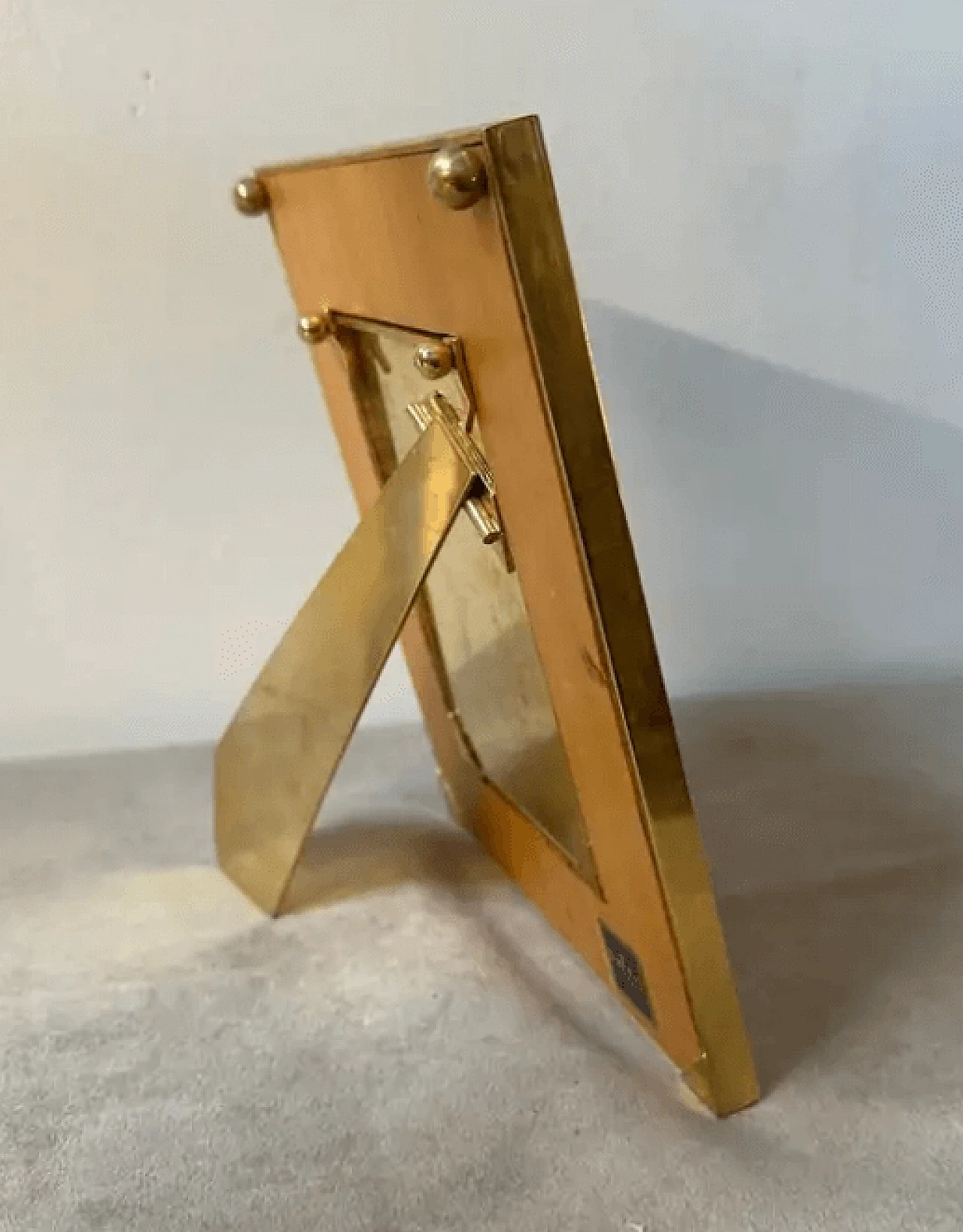 Cornice in ottone e pelle, anni '70 4