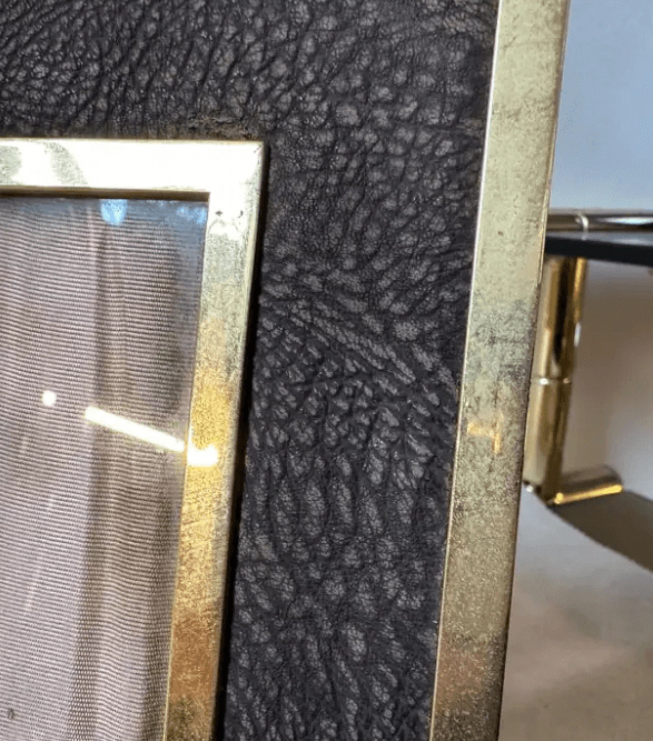 Cornice in ottone e pelle, anni '70 5
