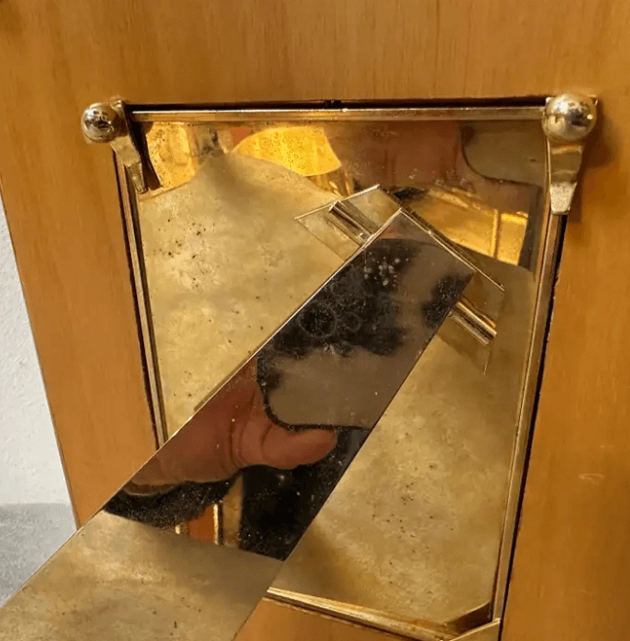 Cornice in ottone e pelle, anni '70 6