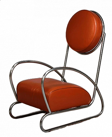 Tubular and skai armchair in Art Deco style, 1990s