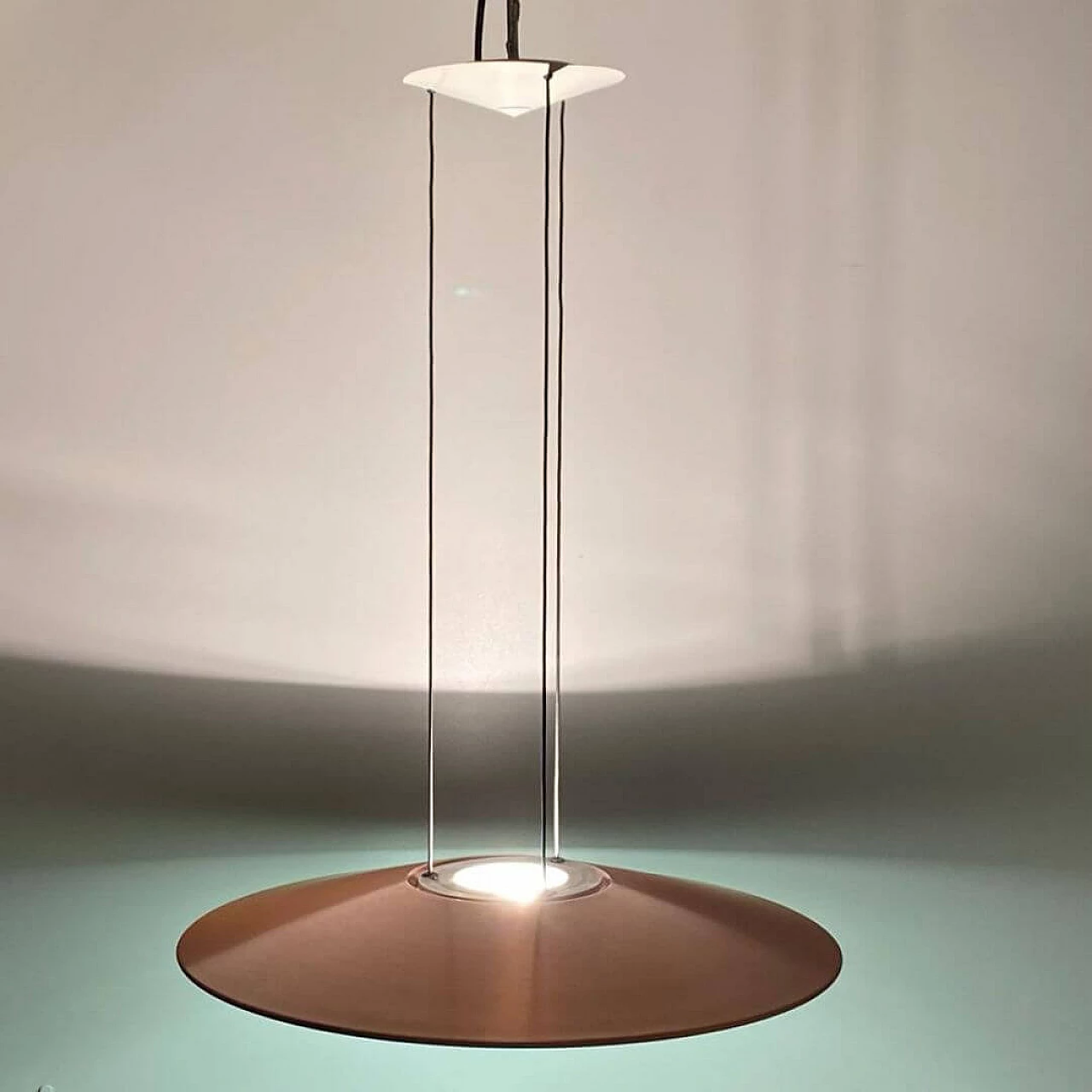 Copper and enameled iron chandelier by Foscarini, 1980s 2