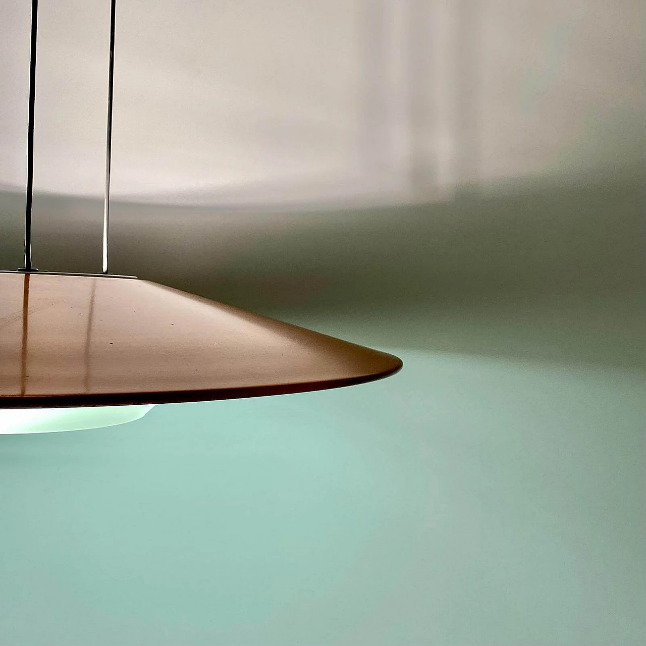 Copper and enameled iron chandelier by Foscarini, 1980s 3