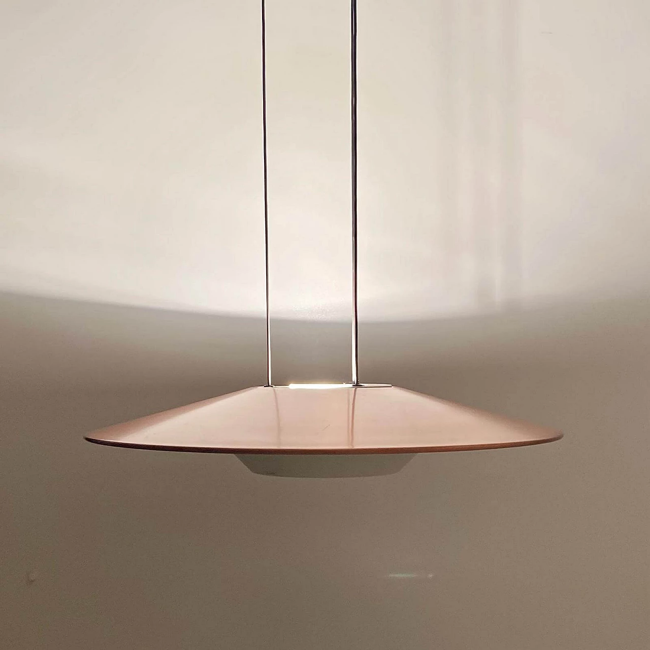 Copper and enameled iron chandelier by Foscarini, 1980s 6