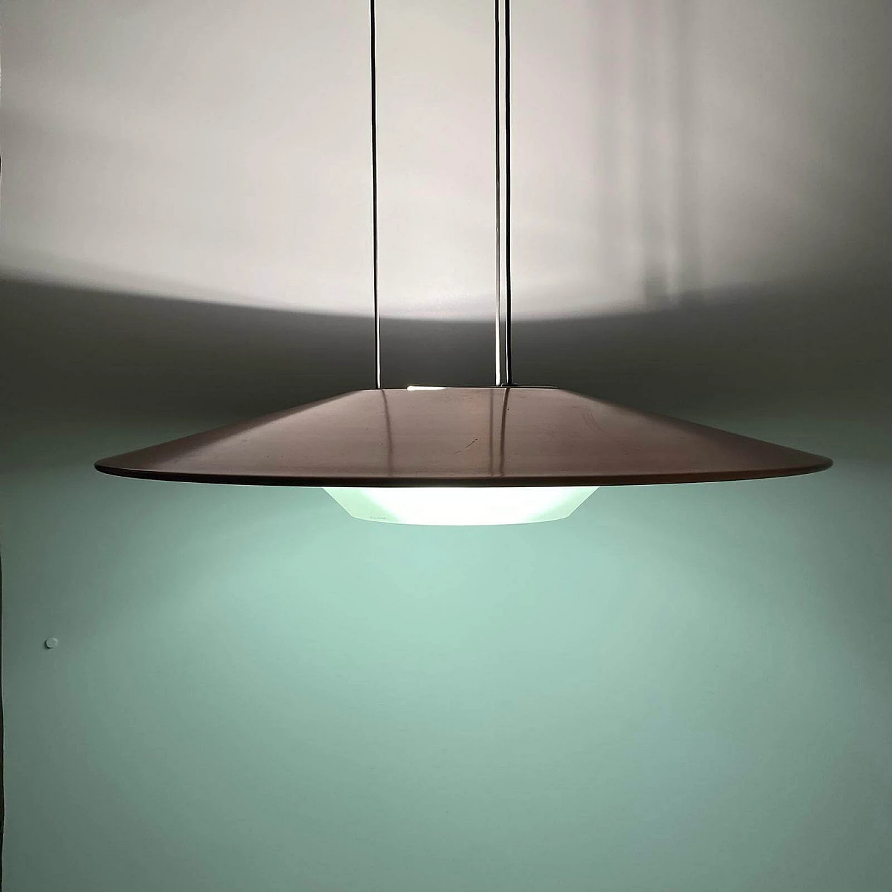 Copper and enameled iron chandelier by Foscarini, 1980s 7
