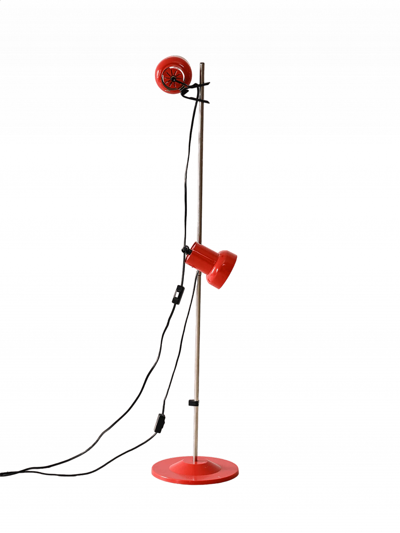 Scandinavian two-light red metal floor lamp, 1970s 11