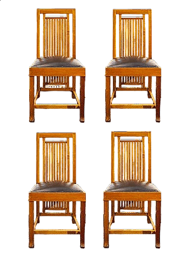 4 chairs 614 Coonley 2 by Frank Lloyd Wright for Cassina, 1992