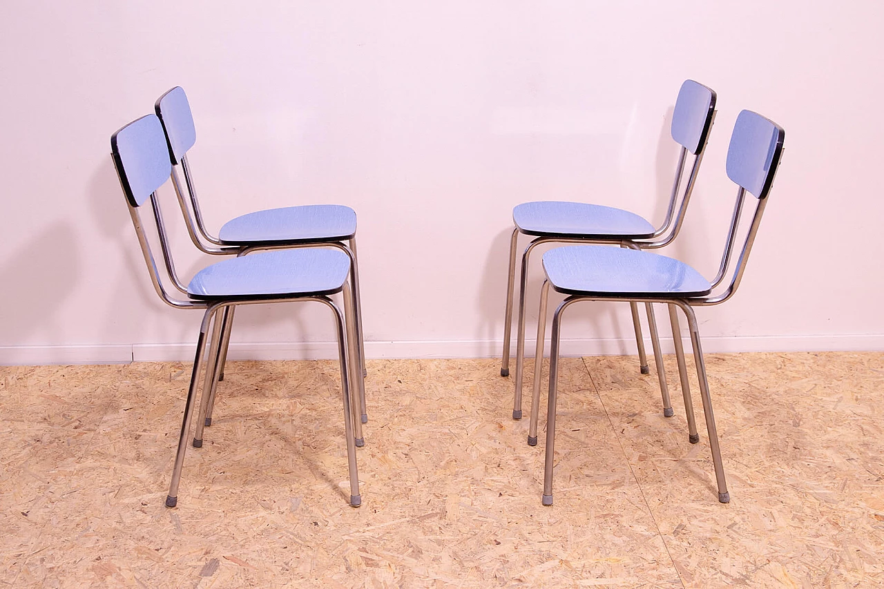 4 Chairs in chromed metal and formica by Kovona, 1960s 7