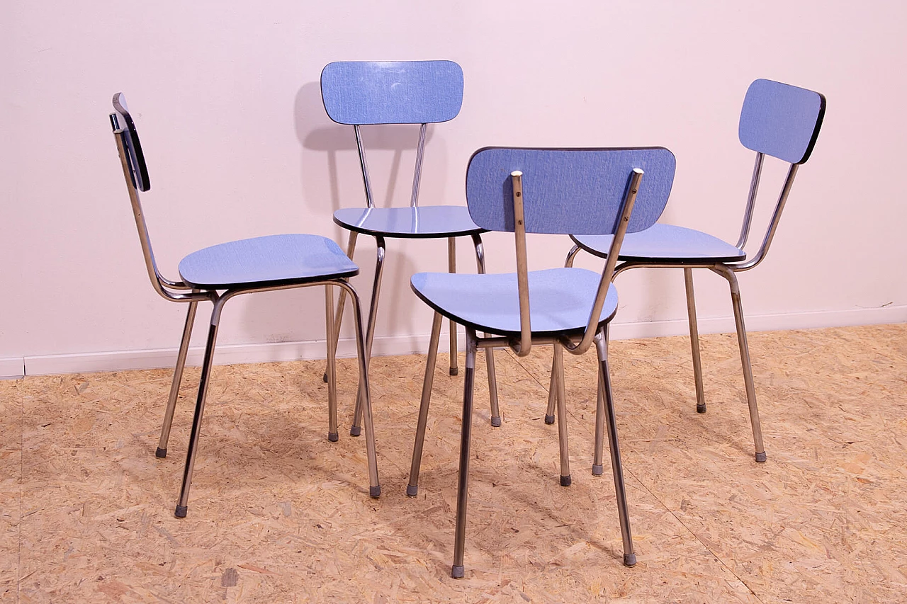 4 Chairs in chromed metal and formica by Kovona, 1960s 9