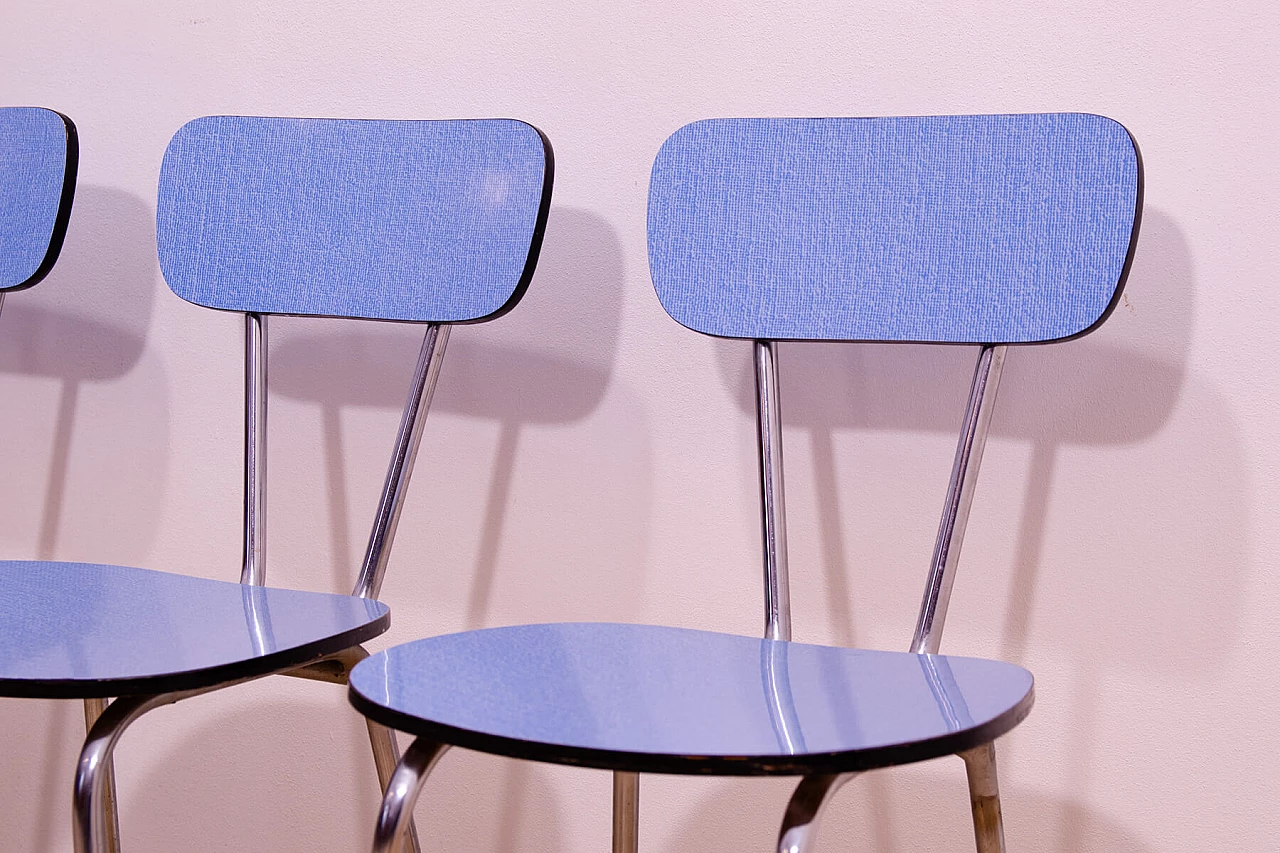 4 Chairs in chromed metal and formica by Kovona, 1960s 10
