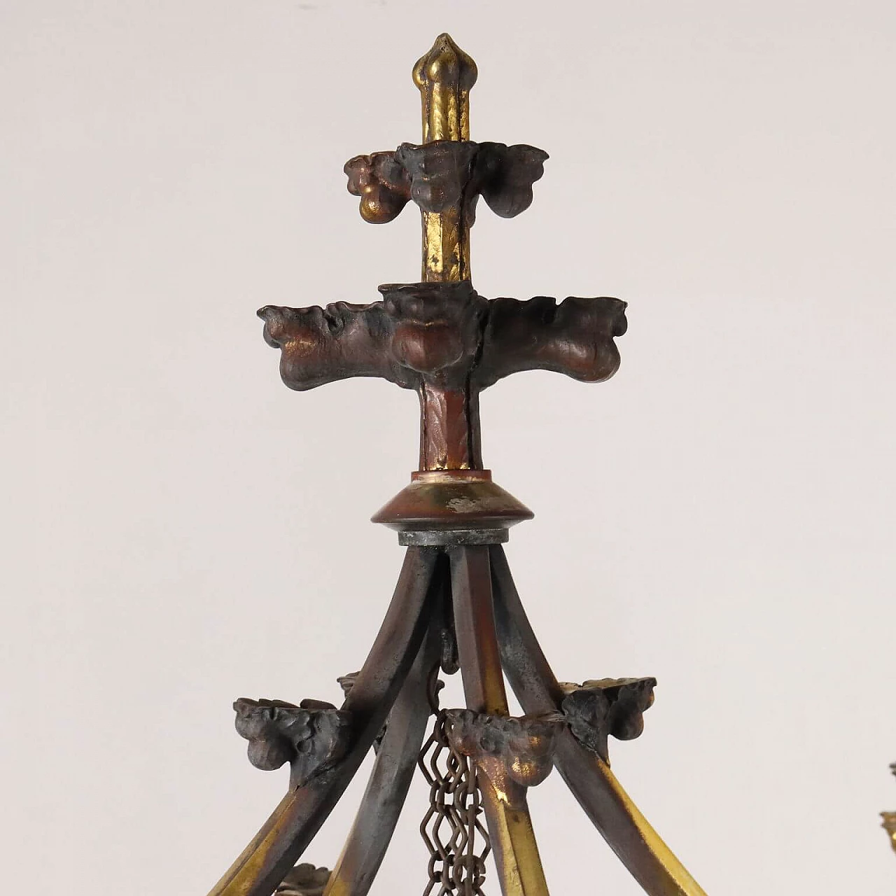 Coppia di lampade da terra a quattro luci in bronzo dorato, inizio '900 4