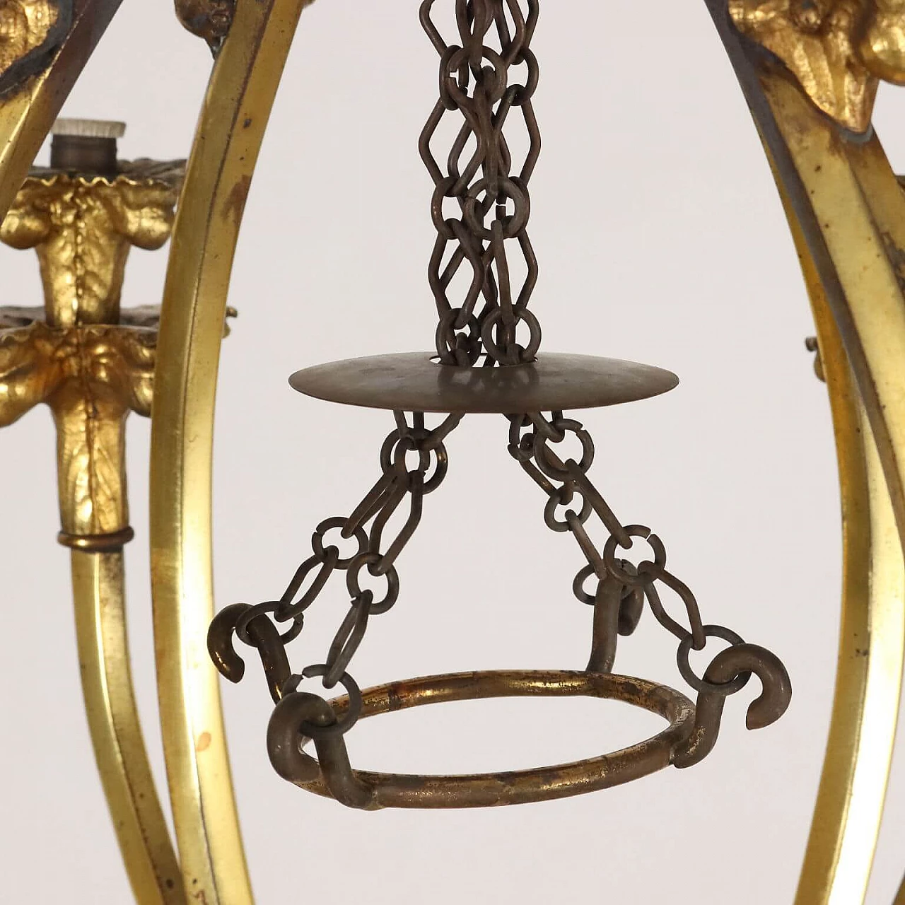 Coppia di lampade da terra a quattro luci in bronzo dorato, inizio '900 7