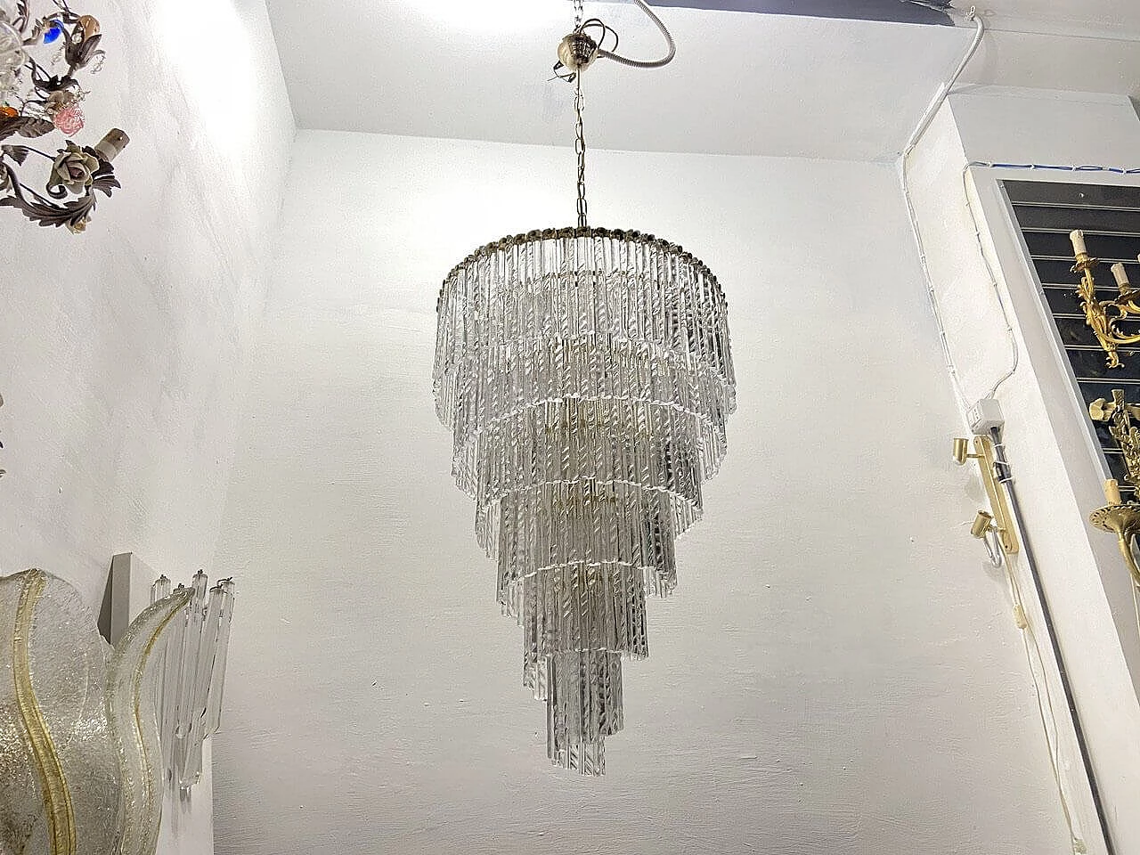 Brass and Murano glass chandelier, 1980s 2