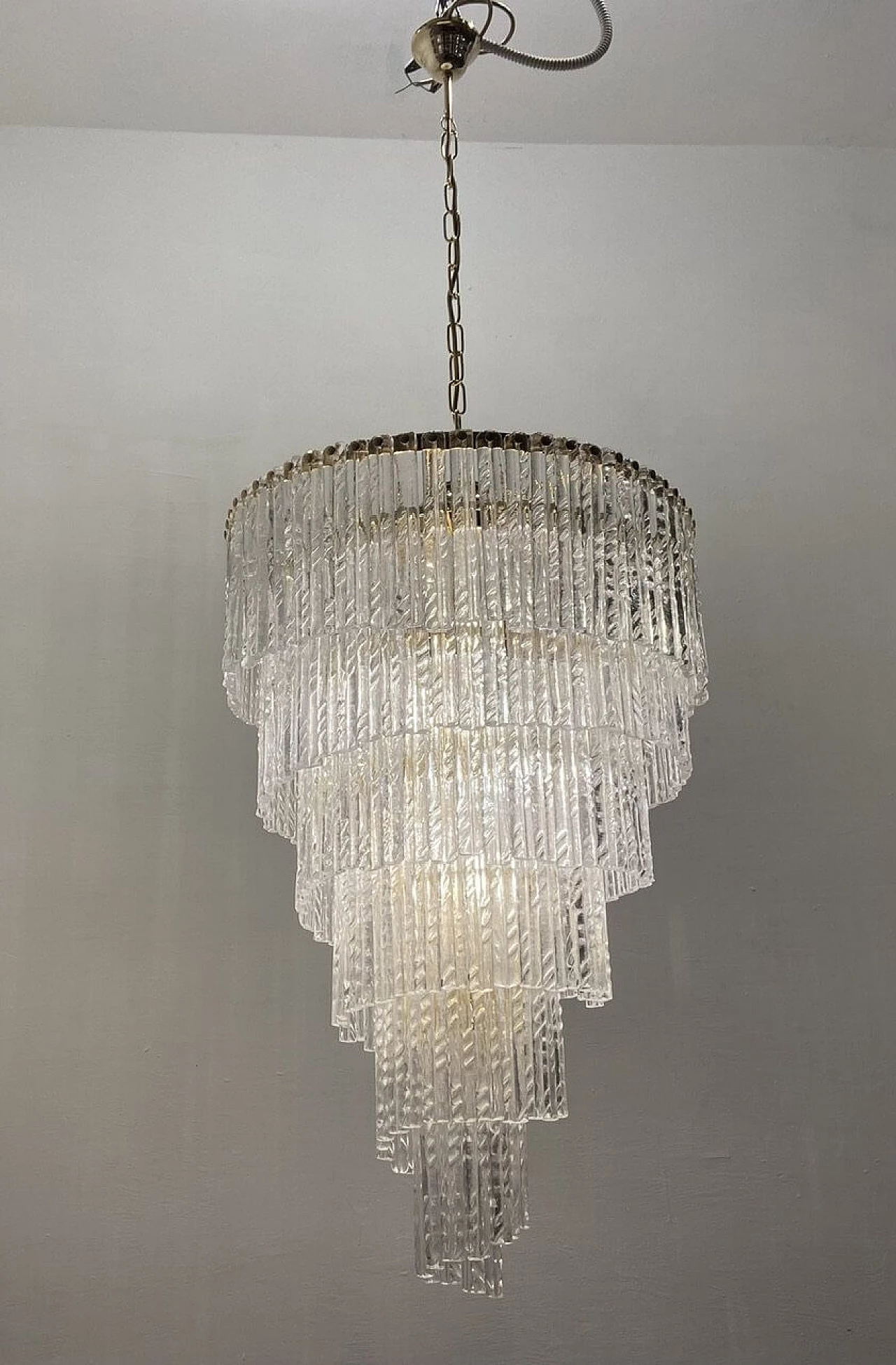 Brass and Murano glass chandelier, 1980s 3