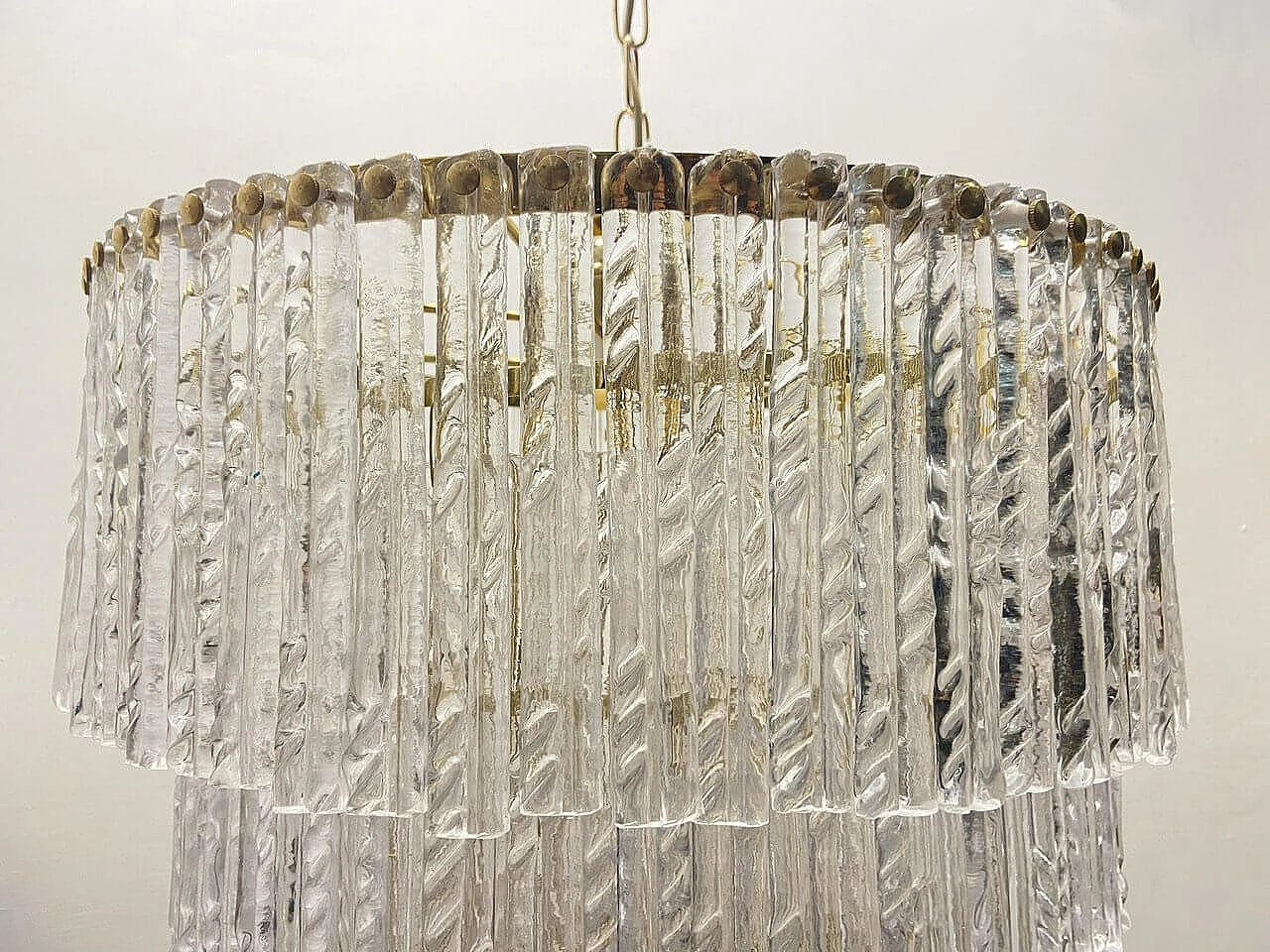Brass and Murano glass chandelier, 1980s 4