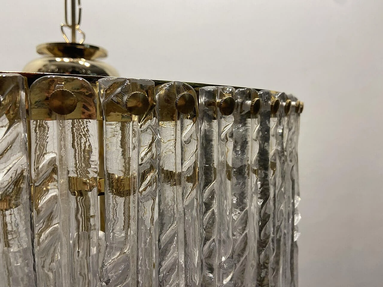 Brass and Murano glass chandelier, 1980s 5