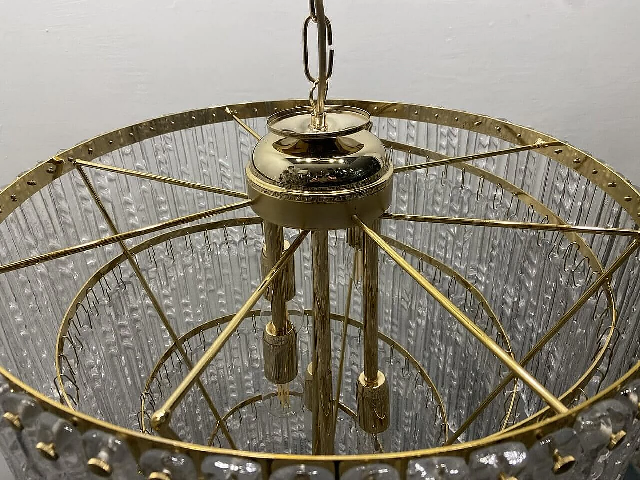 Brass and Murano glass chandelier, 1980s 8