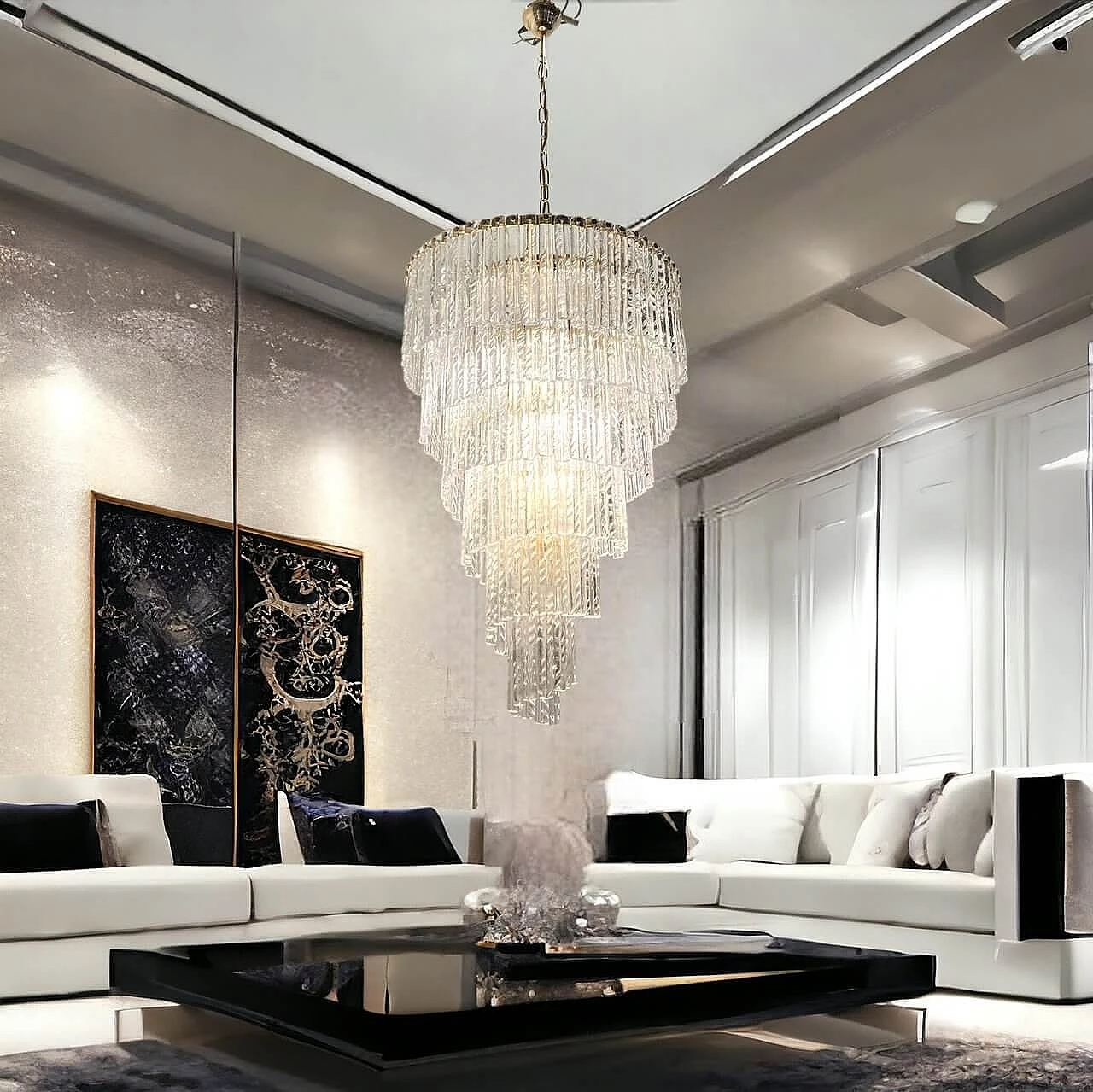 Brass and Murano glass chandelier, 1980s 9