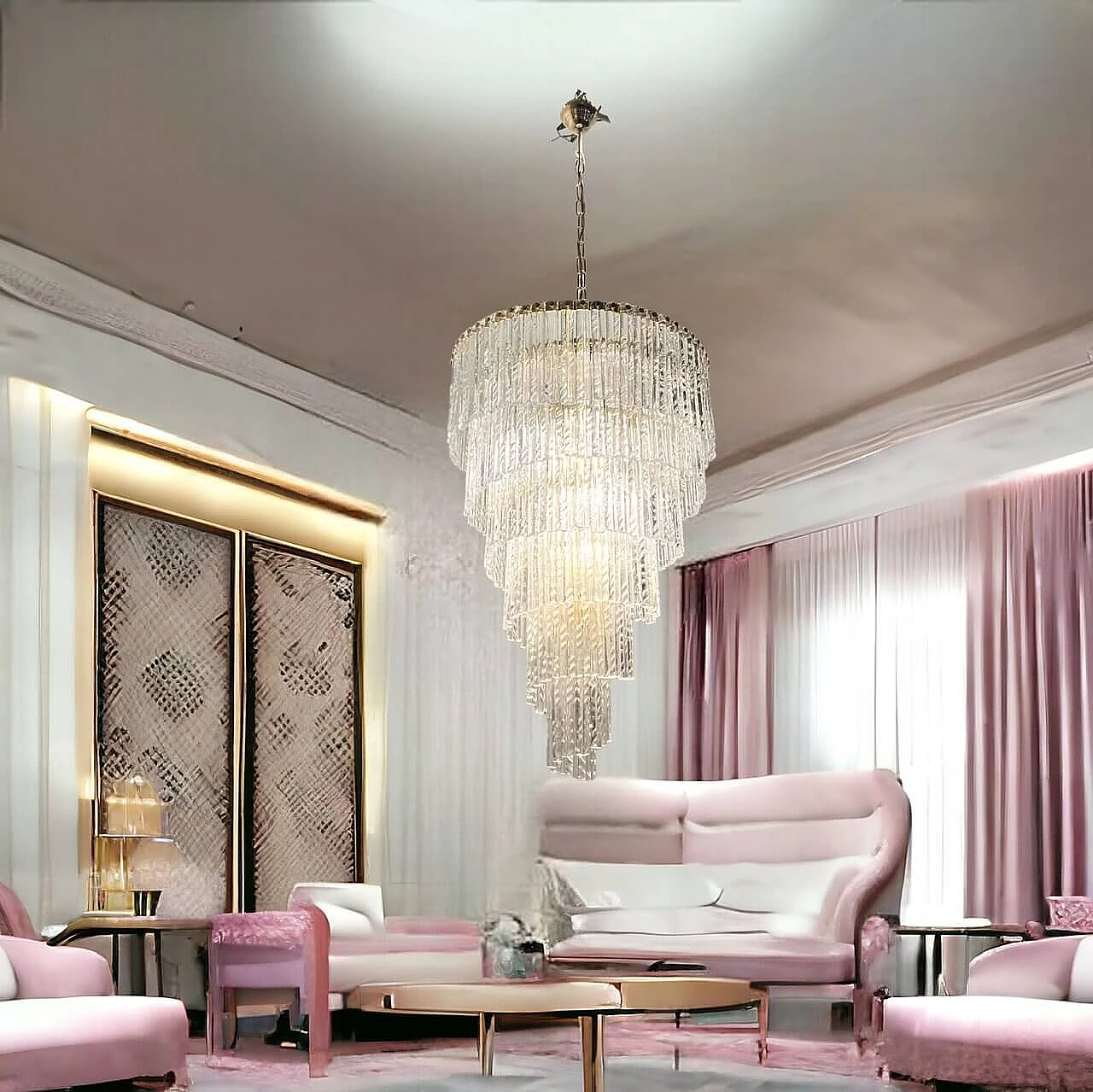 Brass and Murano glass chandelier, 1980s 10