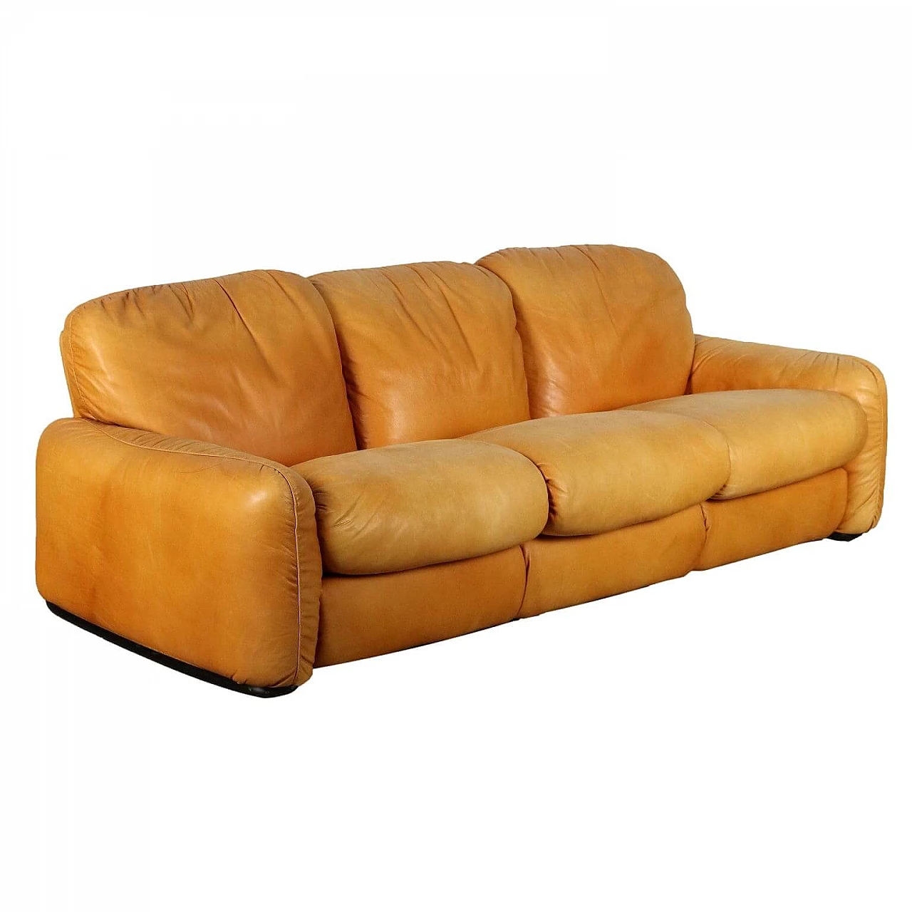 Piumotto three-seater leather sofa by Arrigo Arrighi for Busnelli, 1980s 1
