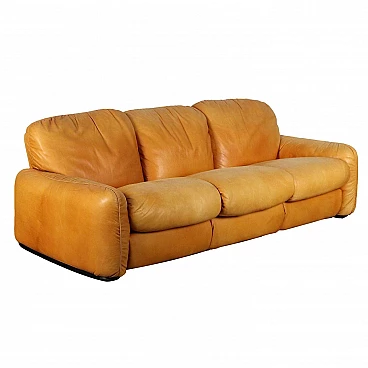Piumotto three-seater leather sofa by Arrigo Arrighi for Busnelli, 1980s