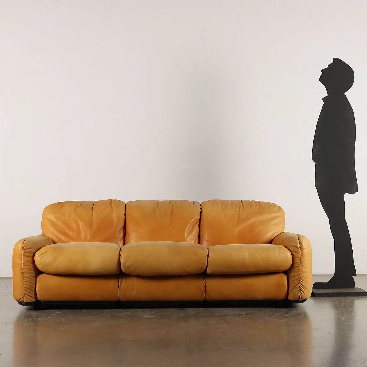 Piumotto three-seater leather sofa by Arrigo Arrighi for Busnelli, 1980s 2