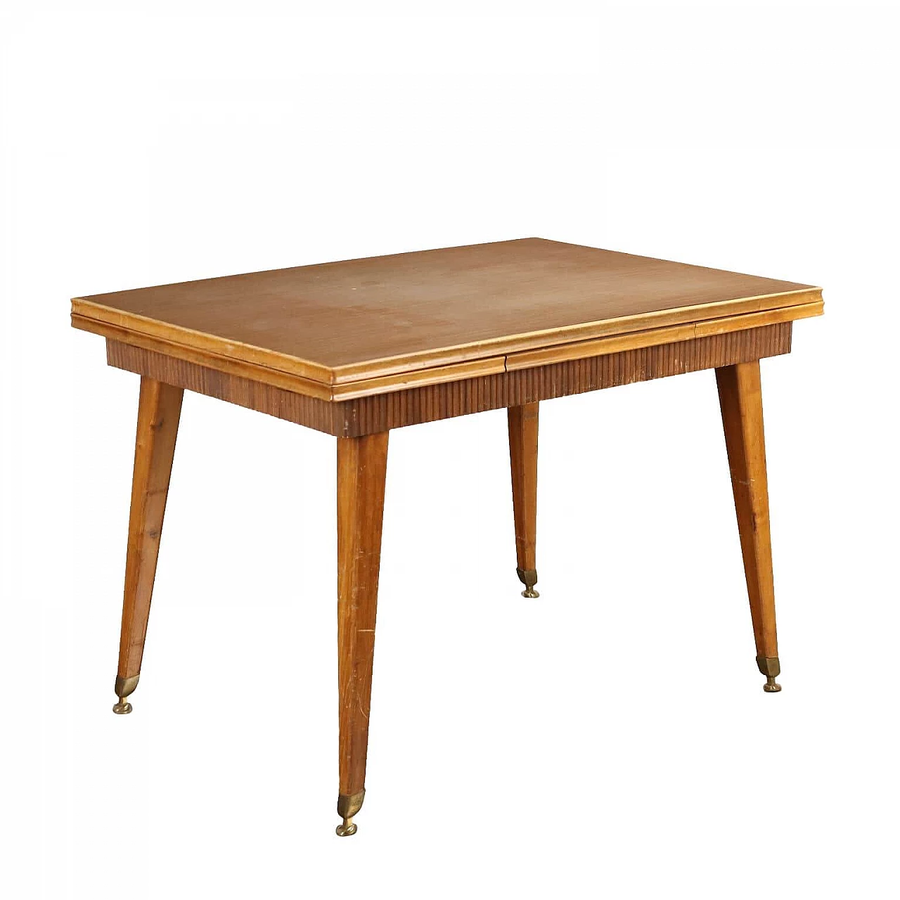 Beech table with brass supports and formica top, 1950s 1
