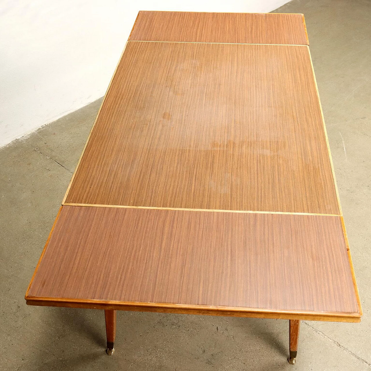 Beech table with brass supports and formica top, 1950s 4