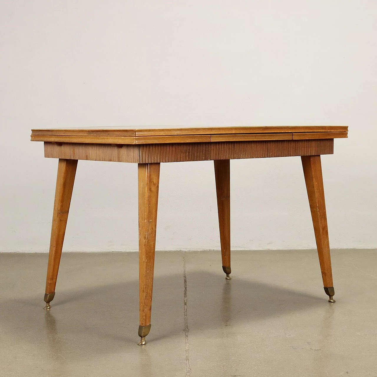 Beech table with brass supports and formica top, 1950s 8