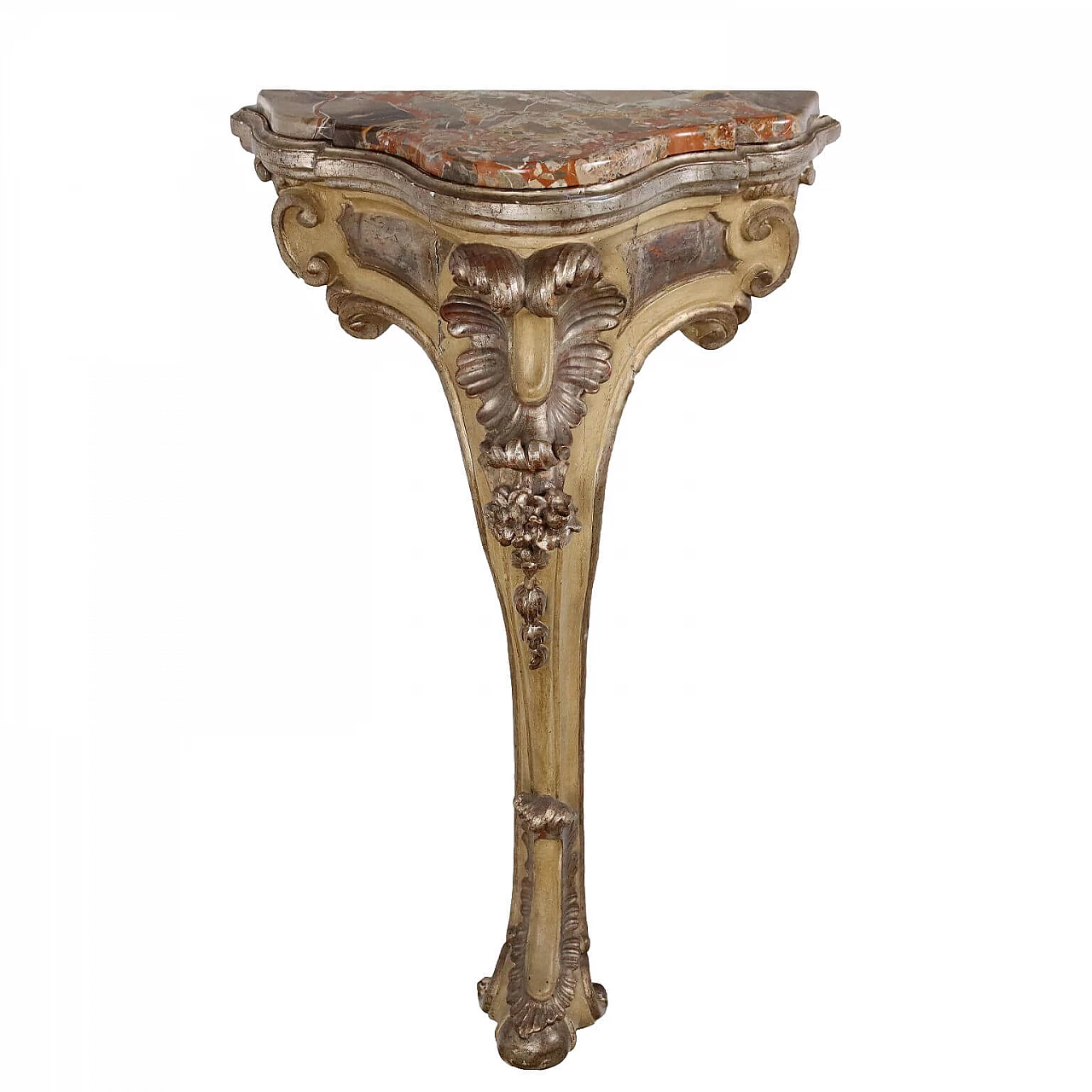 Neapolitan Eclectic lacquered and silver wood console, late 19th century 1