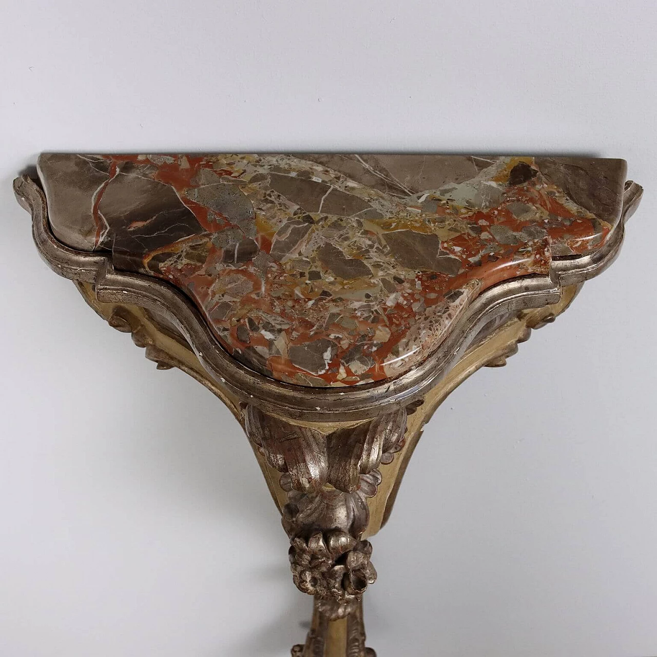 Neapolitan Eclectic lacquered and silver wood console, late 19th century 4