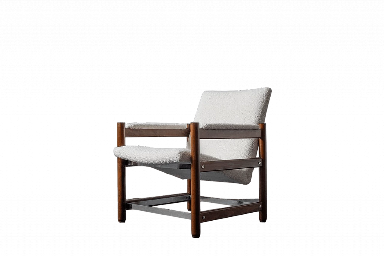 Beech, fabric and steel armchair by Dal Vera, 1970s 11