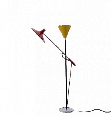 Floor lamp made of aluminium, brass and marble, 1950s