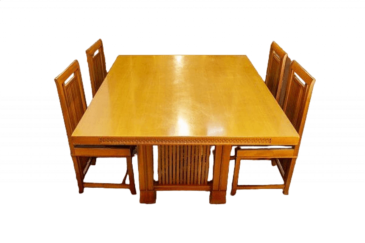 Tavolo 615 Husser e 4 sedie 614 Coonley 2 di Frank Lloyd Wright per Cassina, 1992 12