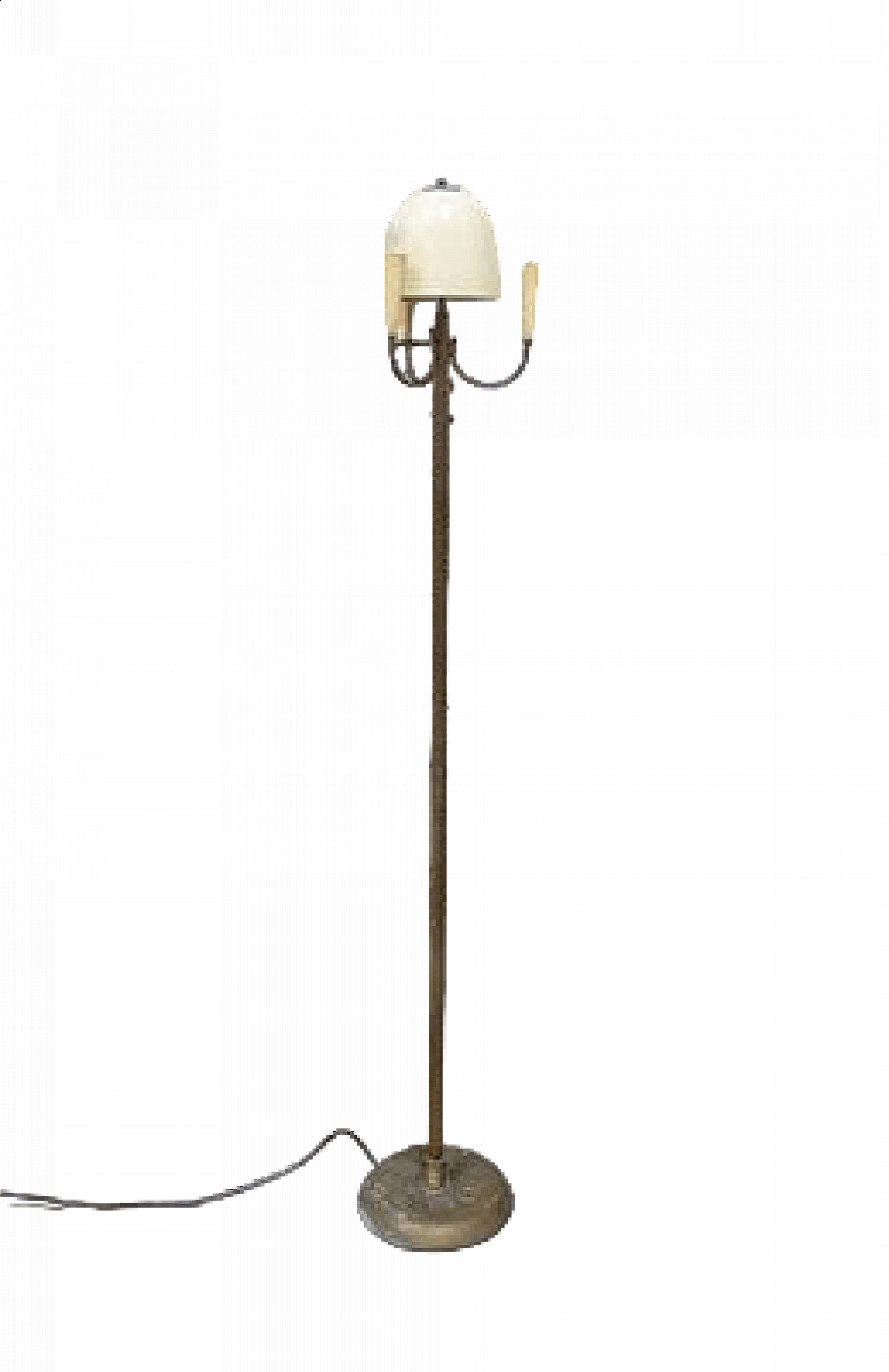 Floor lamp in brass and lacquered aluminum, 1950s 8