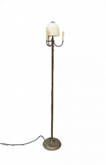 Floor lamp in brass and lacquered aluminum, 1950s
