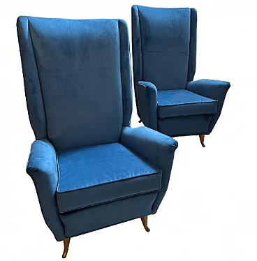Pair of 408 armchairs by Gio Ponti for ISA Bergamo, 1950s