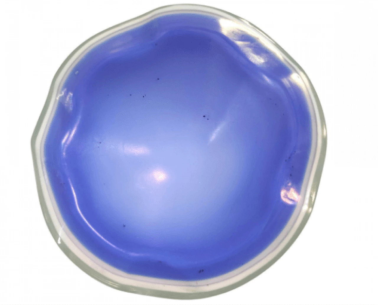 Posacenere in vetro di Murano blu e bianco, anni '60 1