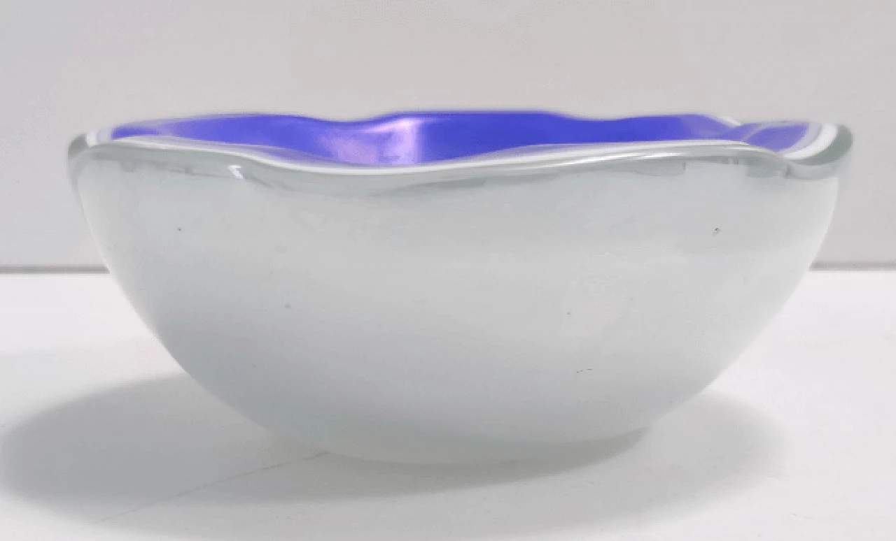 Blue and white Murano glass ashtray, 1960s 6