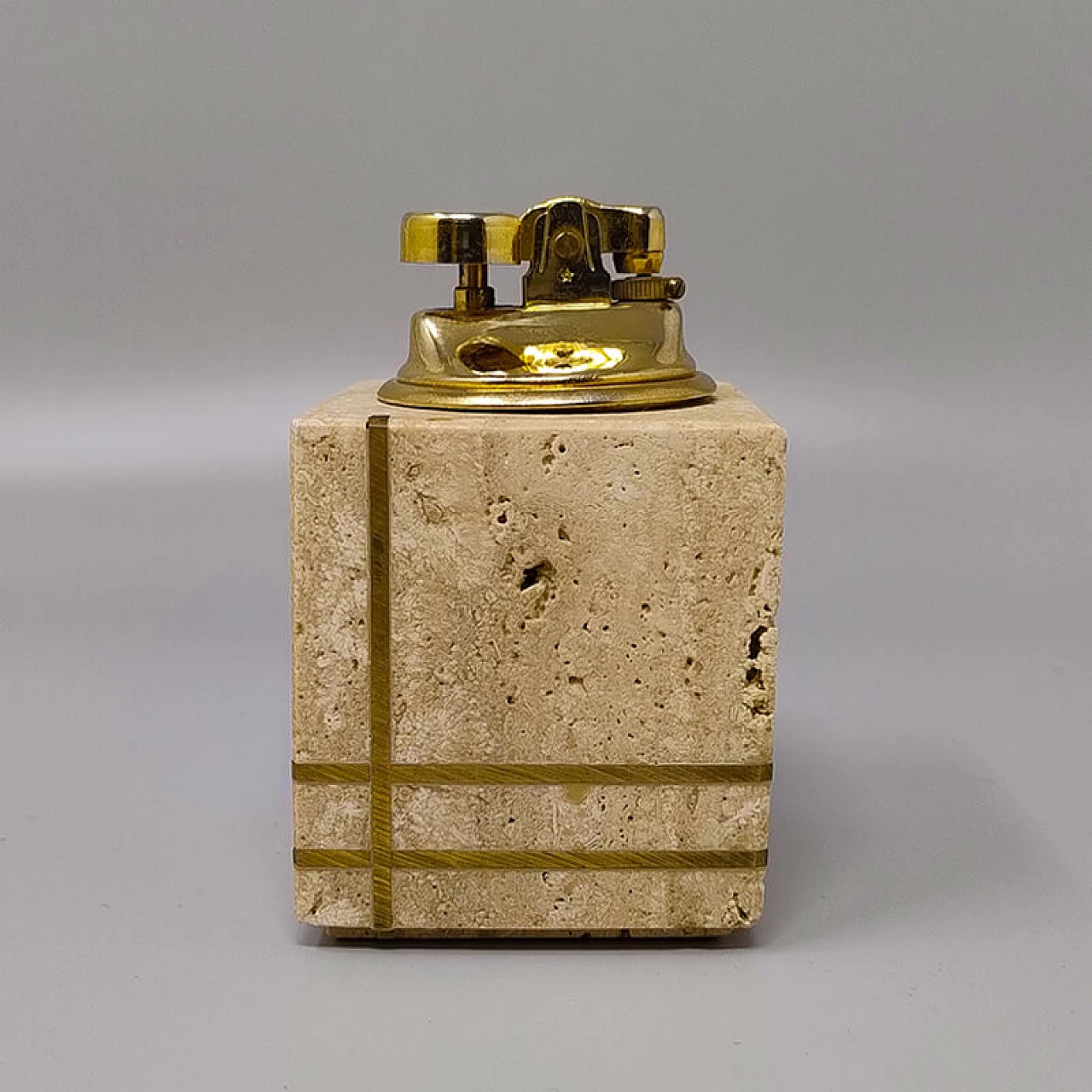 Travertine ashtray and lighter by Enzo Mari for F.lli Mannelli, 1970s 4