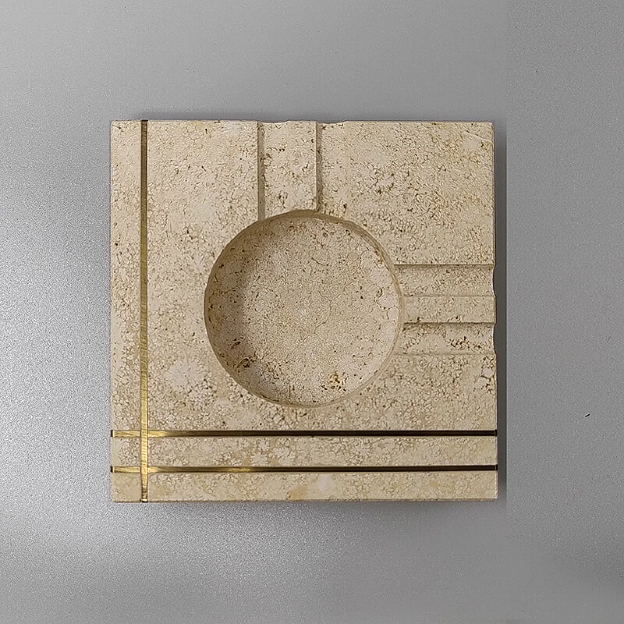 Travertine ashtray and lighter by Enzo Mari for F.lli Mannelli, 1970s 7