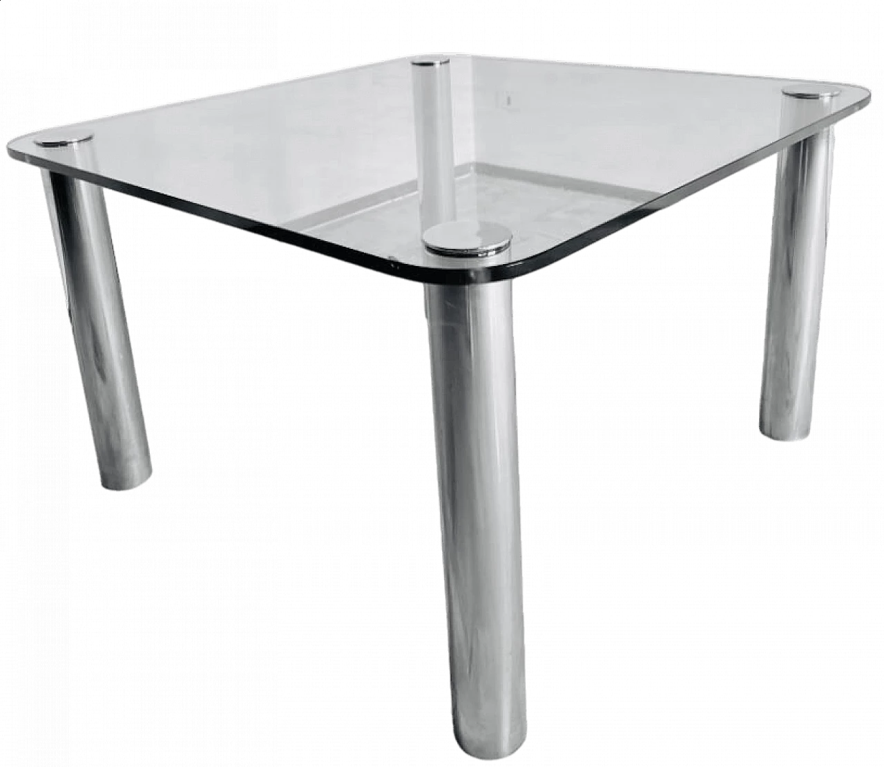 Crystal and steel table in the style of Marco Zanuso for Zanotta, 1970s 7