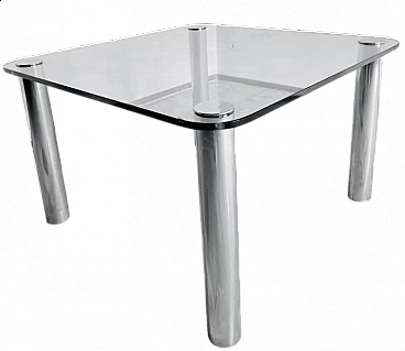 Crystal and steel table in the style of Marco Zanuso for Zanotta, 1970s