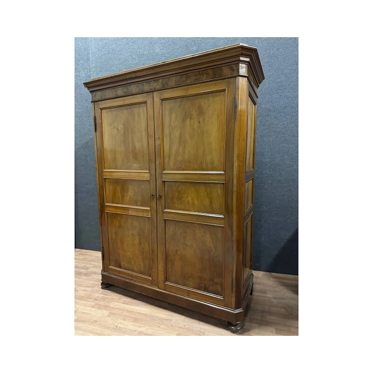 Two-door solid walnut wardrobe, mid-19th century 1