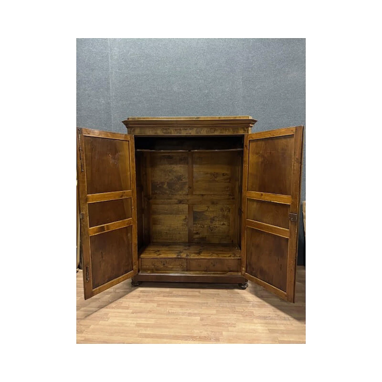 Two-door solid walnut wardrobe, mid-19th century 8