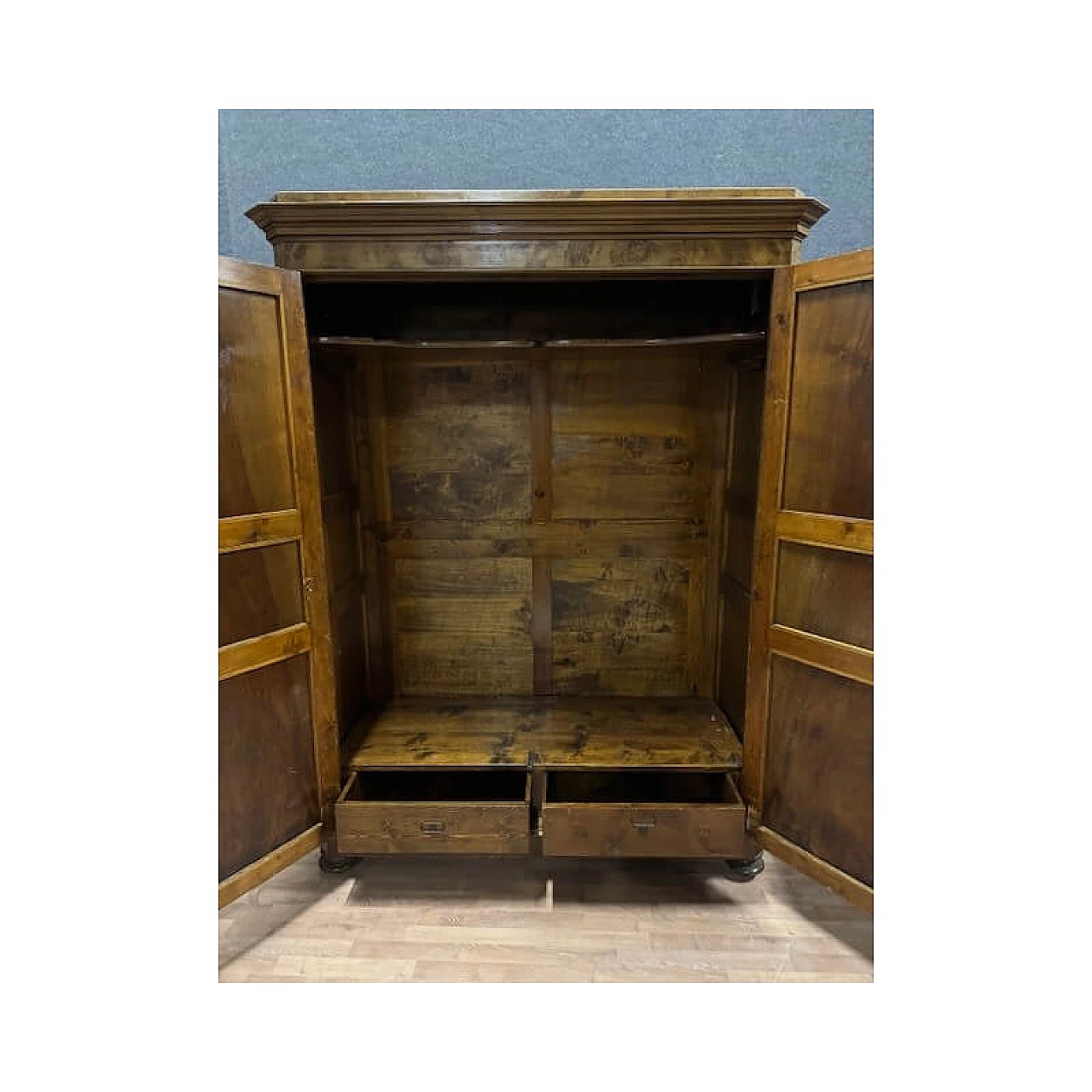 Two-door solid walnut wardrobe, mid-19th century 9