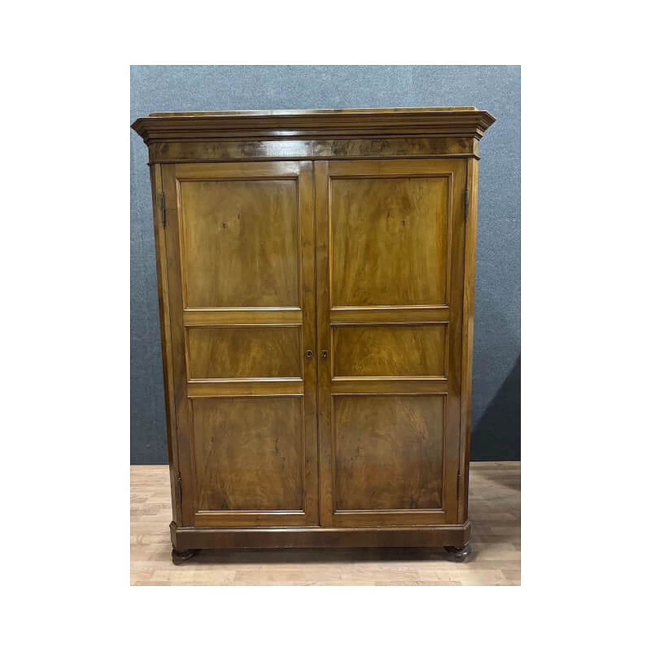 Two-door solid walnut wardrobe, mid-19th century 16