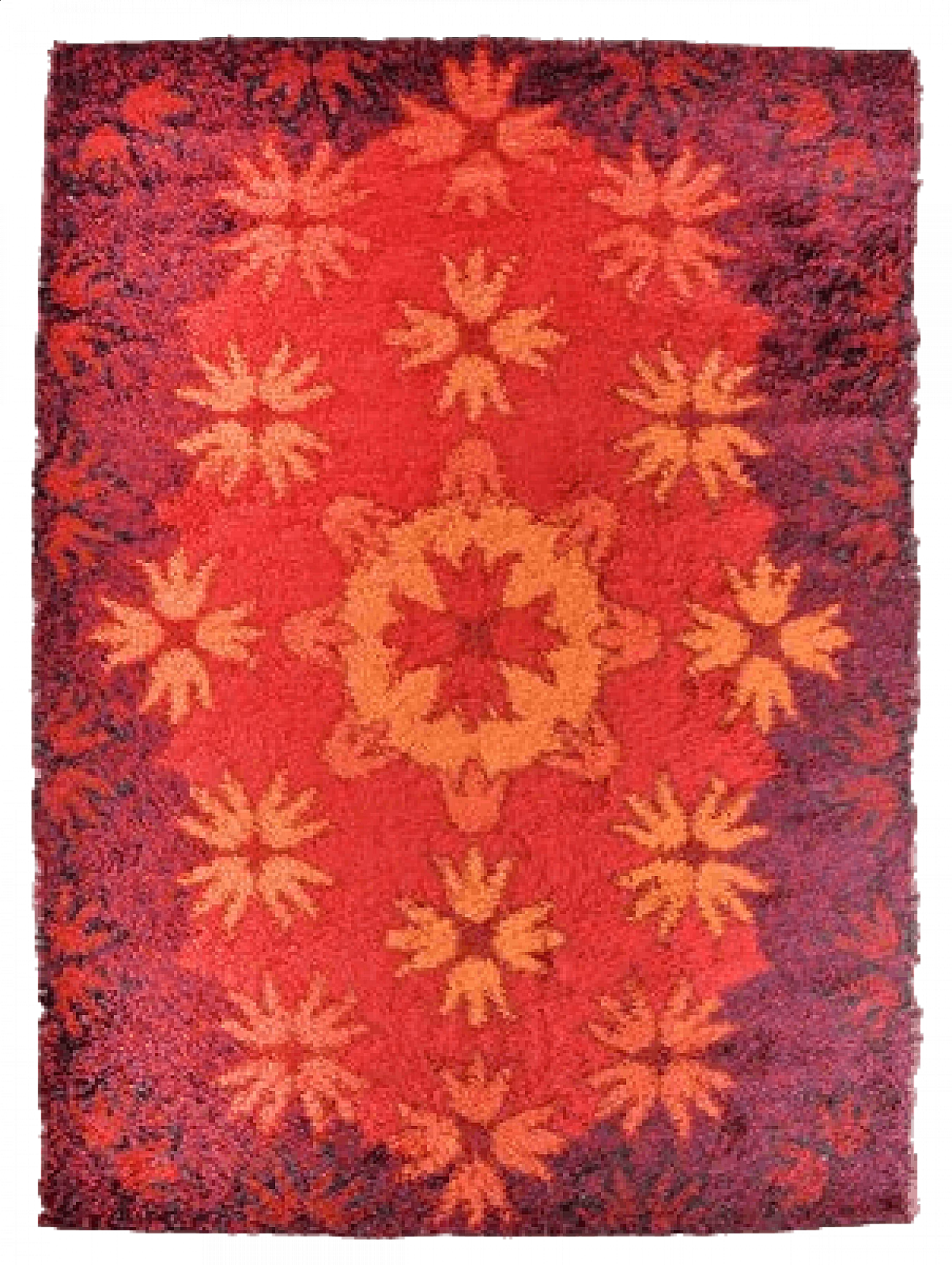 Red Birk-rya rug from Hammer Taepper, 1970s 5